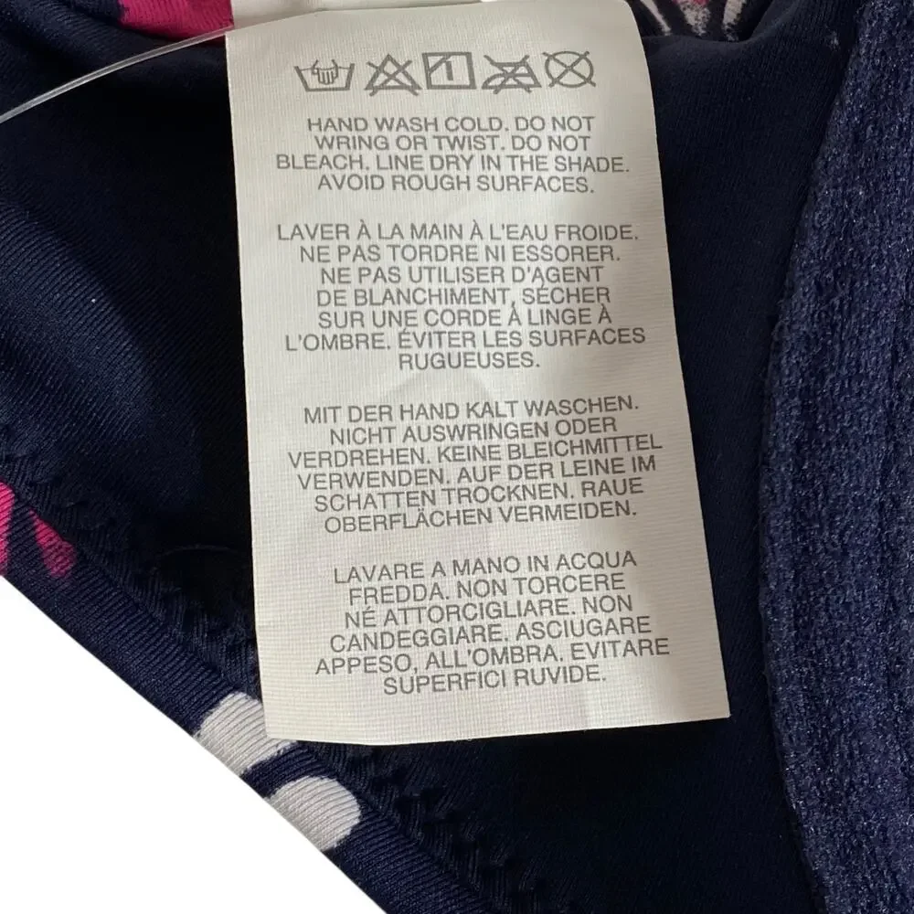 J. Crew Bikini Top Navy Convertible Underwire Geometric Fan Print 32D Small NWT - Picture 14 of 16